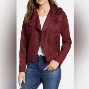 Kut from the Kloth Women's Faux Suede Burgundy Maroon Crop Jacket Size Small